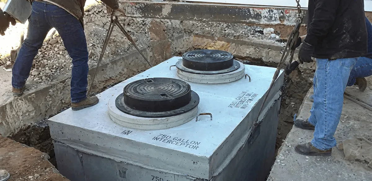 Grease trap installation for a commercial property drainage system in Sterling Heights, MI