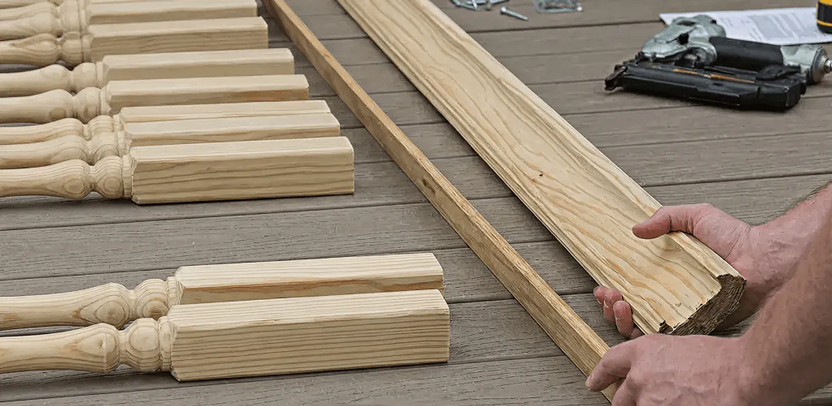 Handrail installation materials and wood components for stair rail work in Sterling Heights, MI